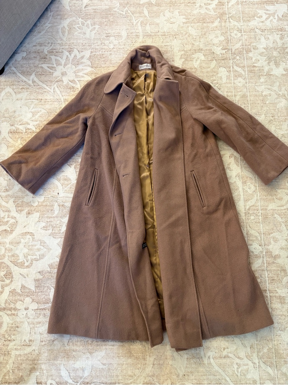 Brown Wool Blend Long Peacoat Size M